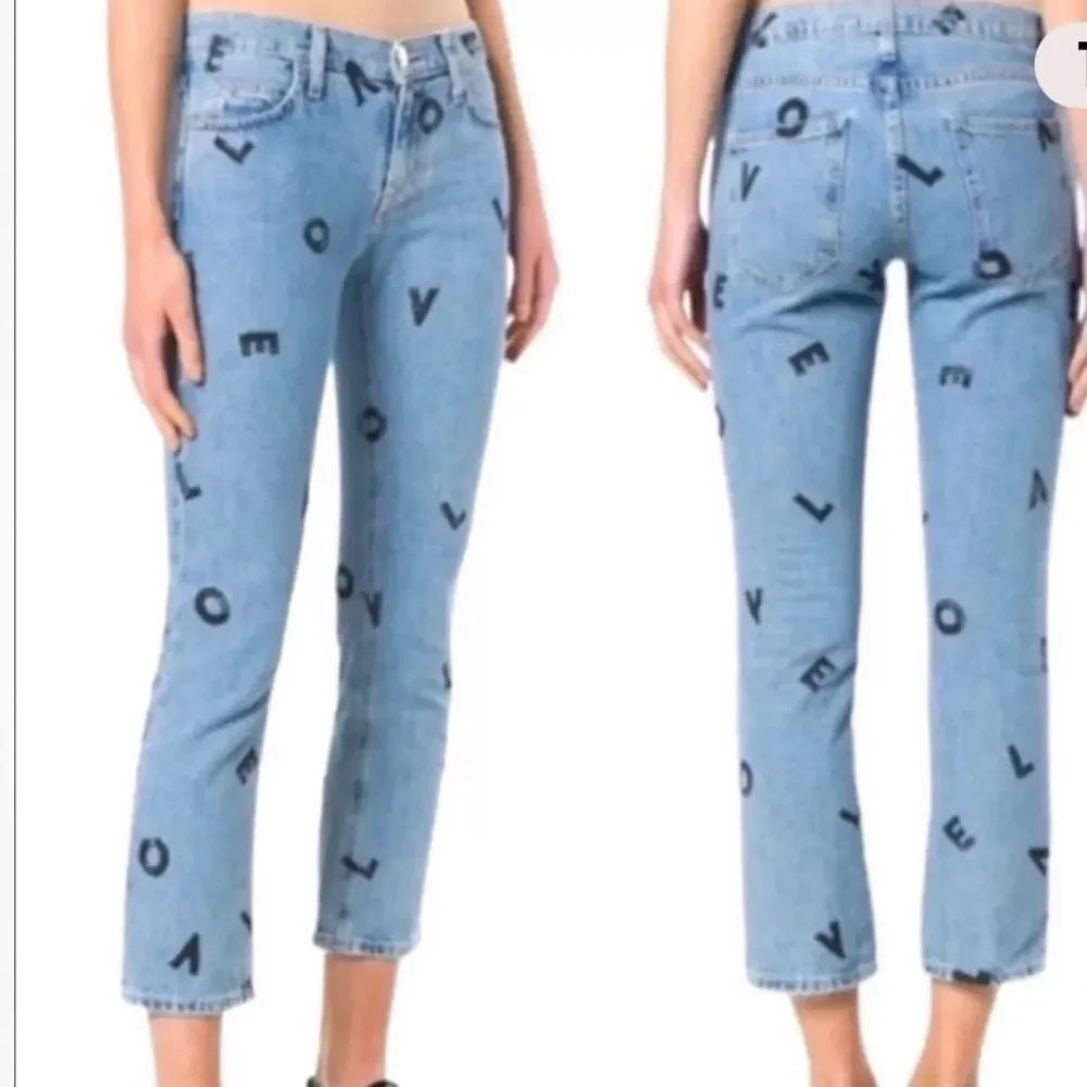 CURRENT/ELLIOTT Jeans Love Letters Cropped Straight Distressed Women Size 25